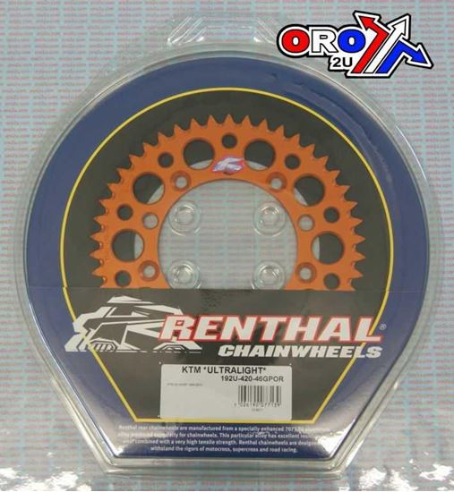 Picture of REAR SPROCKET RENTHAL 192U ULTRALITE 192-420-46 ORANGE