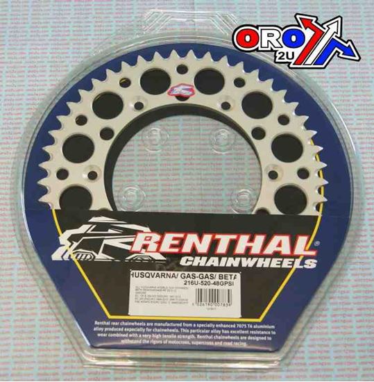 Picture of REAR SPROCKET RENTHAL ULTRALITE 216-520-48 SILVER HUSQVARNA / GASGAS / BETA