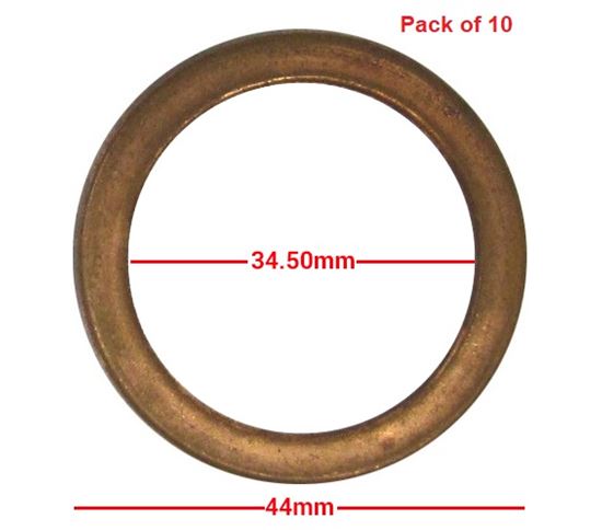 Picture of Exhaust Gaskets Flat Copper OD 44mm, ID 34.50mm, Thickness 4mm (Per 10)